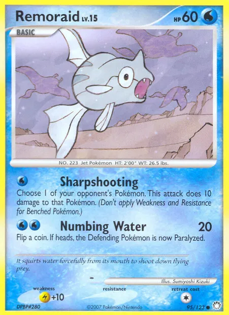 Remoraid, Pokémon card MT 95 — Mysterious Treasures set