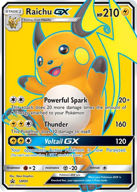Raichu GX, carte Pokémon SM 90 — extension Promo SM
