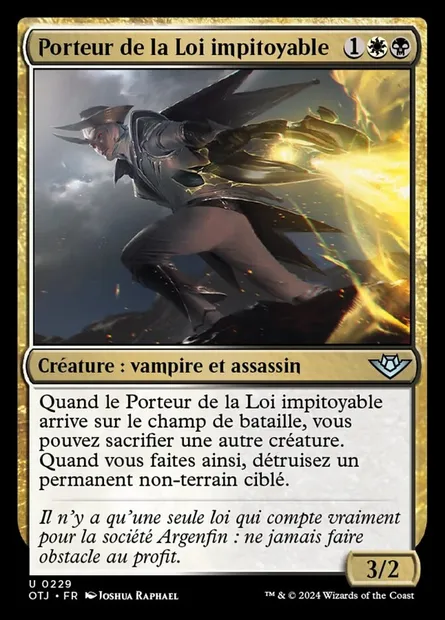 Porteur de la Loi impitoyable, carte Magic OTJ 229 — extension Outlaws of Thunder Junction