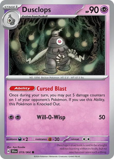 Dusclops, Pokémon card SFA 019 — Shrouded Fable set
