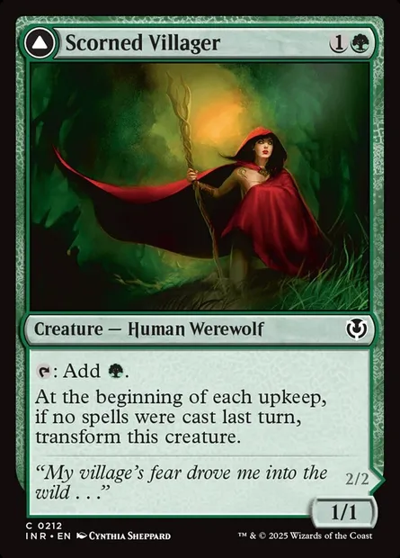 Villageoise méprisée // Loup-garou marqué par la lune, carte Magic INR 212 — extension Innistrad Remastered