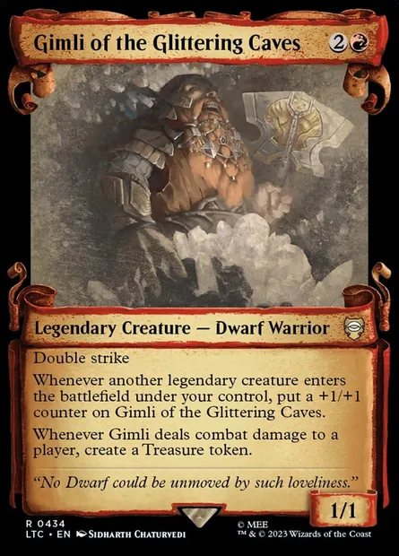 Gimli des Cavernes Étincelantes, carte Magic LTC 434 — extension Tales of Middle-earth Commander