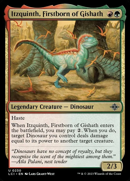Itzquinth, Firstborn of Gishath, Magic card LCI 230 — The Lost Caverns of Ixalan set