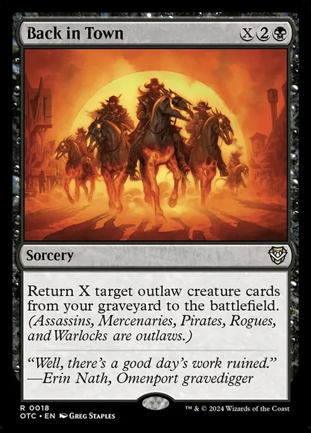 Back in Town, Magic card OTC 18 — Outlaws of Thunder Junction Commander set