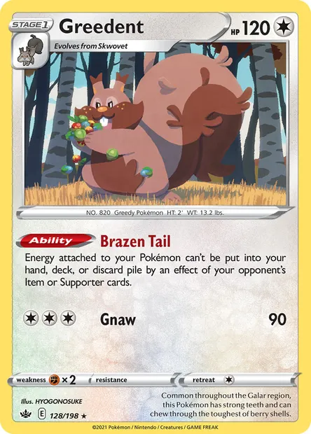 Greedent, Pokémon card CRE 128 — Chilling Reign set