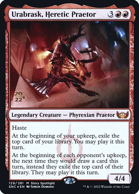 Urabrask, Heretic Praetor, Magic card PSNC 129s — Streets of New Capenna Promos set