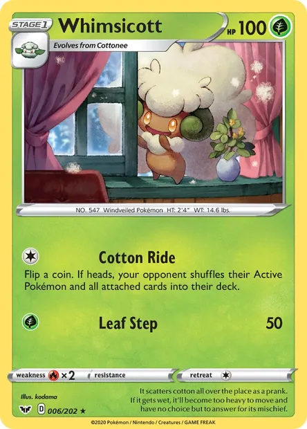 Whimsicott, Pokémon card SSH 6 — Sword & Shield set