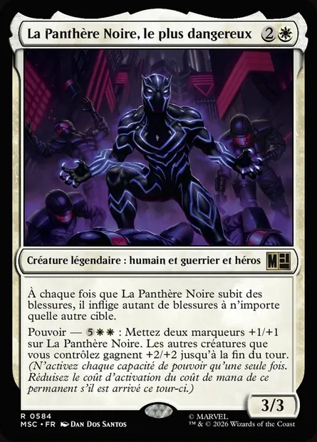 La Panthère Noire, le plus dangereux, carte Magic MSC 584 — extension Marvel Super Heroes Commander