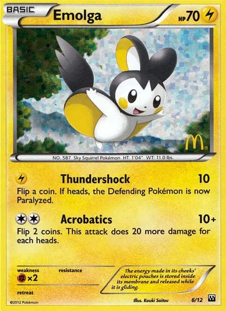 Emolga, carte Pokémon MCD12 6 — extension Collection McDonald's 2012