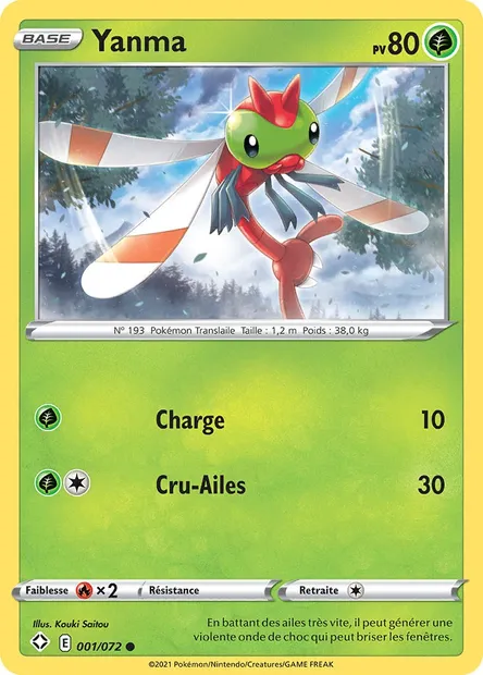 Yanma, carte Pokémon SHF 1 — extension Destinées Radieuses