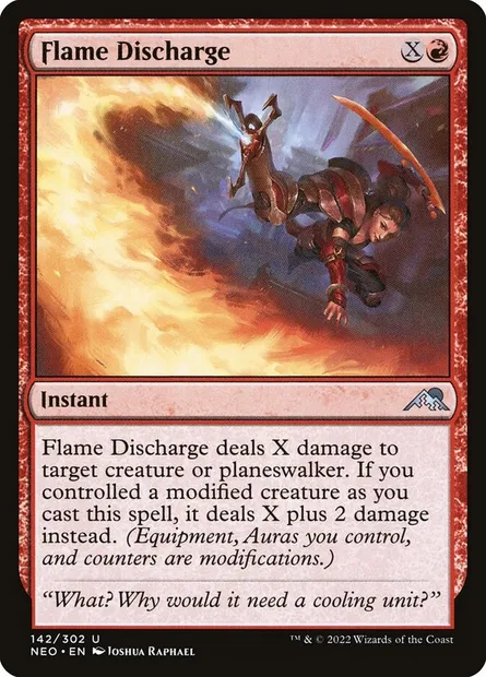 Flame Discharge, Magic card NEO 142 — Kamigawa: Neon Dynasty set