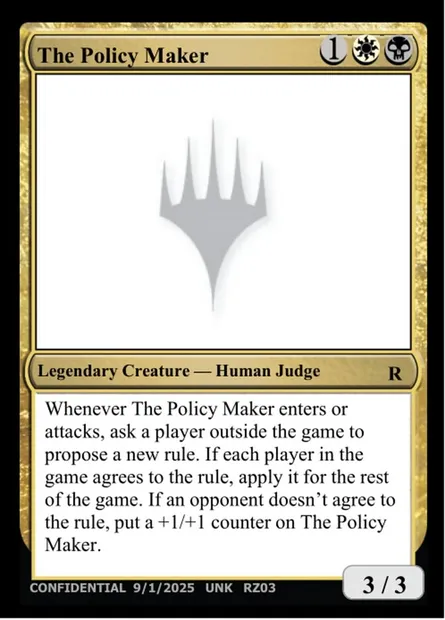 The Policy Maker, Magic card UNK RZ03o — Unknown Event set