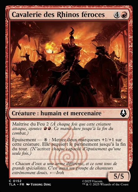 Cavalerie des Rhinos féroces, carte Magic TLA 152 — extension Avatar: The Last Airbender