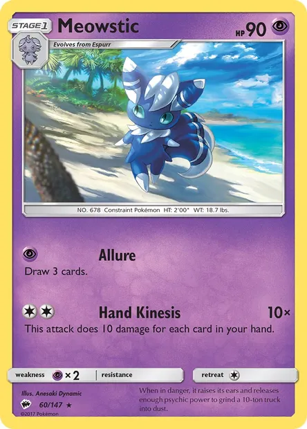 Meowstic, Pokémon card BUS 60 — Burning Shadows set