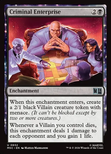 Criminal Enterprise, Magic card MSC 652 — Marvel Super Heroes Commander set