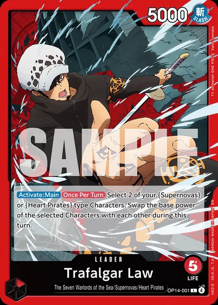 Trafalgar Law, One Piece card OP14-001 — THE AZURE SEA’S SEVEN set
