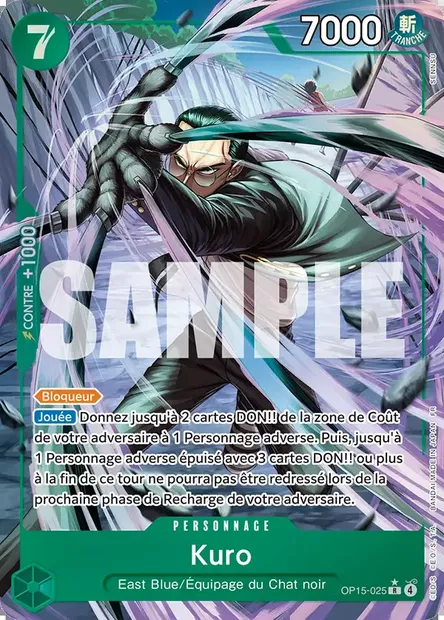 Kuro, carte One Piece OP15-025 — extension AVENTURE SUR L'ÎLE DE DIEU
