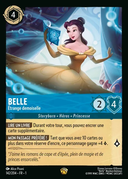 Belle - Étrange demoiselle, carte Disney Lorcana CH1-142 — extension Premier Chapitre