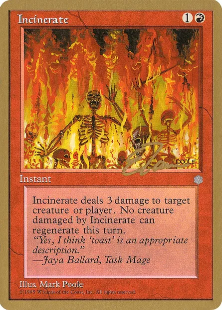 Incinerate, Magic card PTC et194 — Pro Tour Collector Set set
