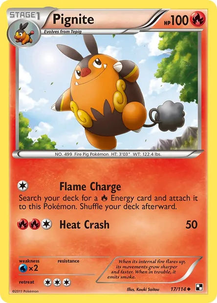 Pignite, Pokémon card BLW 17 — Black & White set
