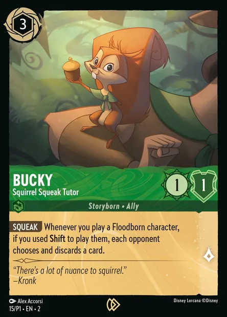 Bucky - Squirrel Squeak Tutor, Disney Lorcana card P1-015 — P1 set