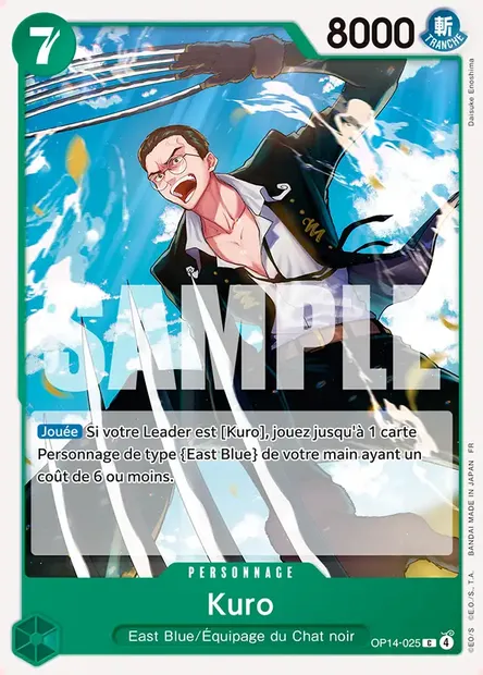 Kuro, carte One Piece OP14-025 — extension LES SEPT DE LA MER D'AZUR