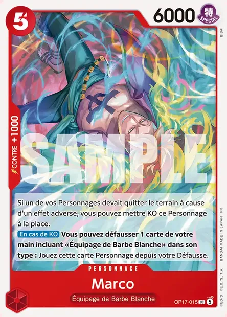 Marco, carte One Piece OP17-015 — extension LES GUERRIERS LES PLUS PUISSANTS AU MONDE