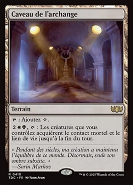 Caveau de l'archange, carte Magic TDC 410 — extension Tarkir: Dragonstorm Commander