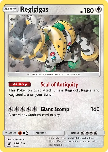 Regigigas, Pokémon card CIN 84 — Crimson Invasion set