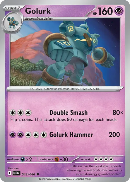 Golurk, Pokémon card BLK 043 — Black Bolt set