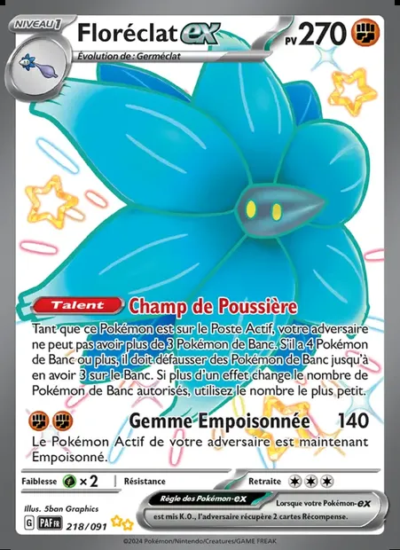 Floréclat-ex, carte Pokémon PAF 218 — extension Destinées de Paldea