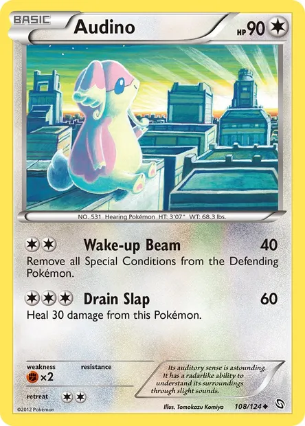 Audino, Pokémon card DRX 108 — Dragons Exalted set