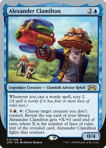 Alexander Clamilton, carte Magic UND 16 — extension Unsanctioned