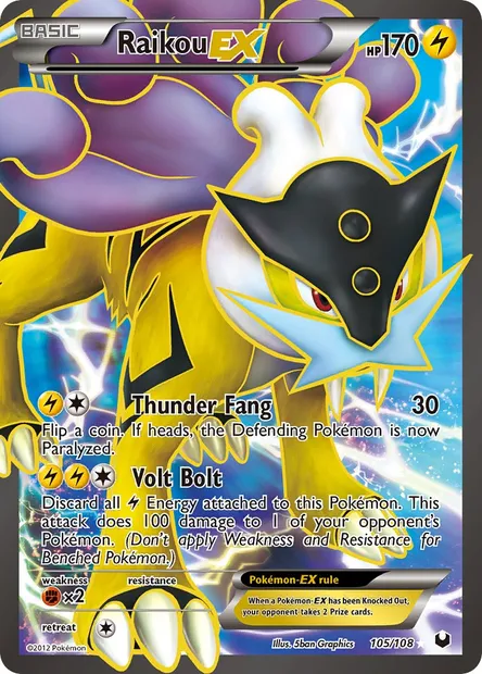 Raikou-EX, Pokémon card DEX 105 — Dark Explorers set