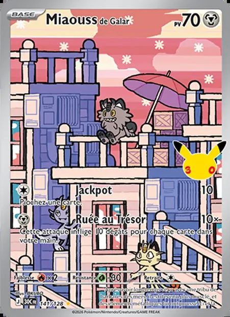 Miaouss de Galar, carte Pokémon 30C 141 — extension 30ᵉ Anniversaire