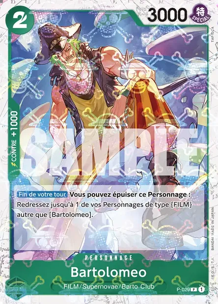 Bartolomeo, carte One Piece P-029 — extension Carte promo