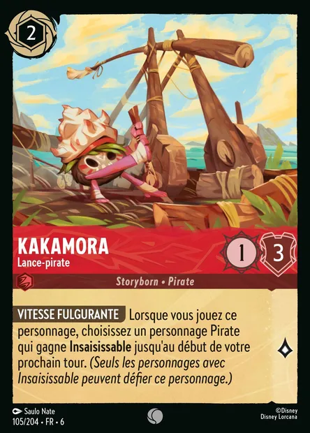 Kakamora - Lance-pirate, carte Disney Lorcana CH6-105 — extension La Mer Azurite