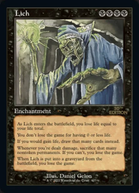 Lich, carte Magic 30A 407 — extension 30th Anniversary Edition