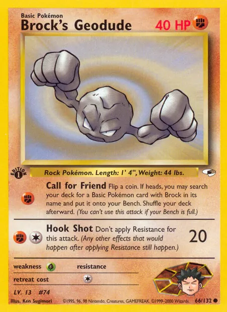 Brock's Geodude, Pokémon card GH 66 — Gym Heroes set