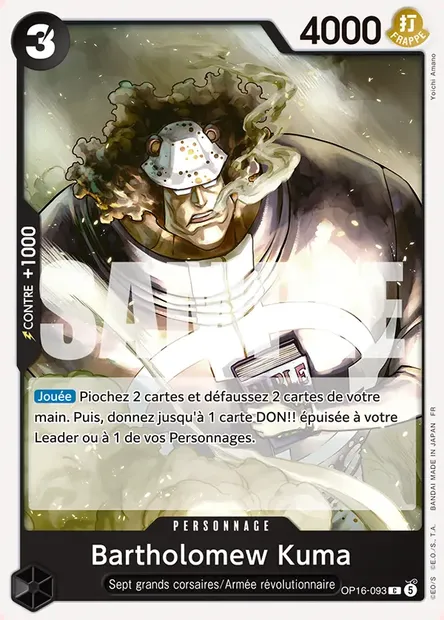 Bartholomew Kuma, carte One Piece OP16-093 — extension L'HEURE DE LA BATAILLE DÉCISIVE
