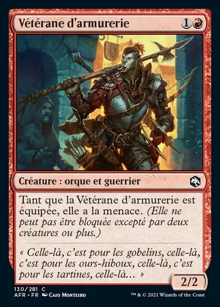 Vétérane d'armurerie, carte Magic AFR 130 — extension Forgotten Realms: Aventures dans les Royaumes Oubliés