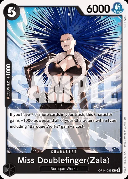 Miss Doublefinger(Zala), One Piece card OP14-086 — THE AZURE SEA’S SEVEN set