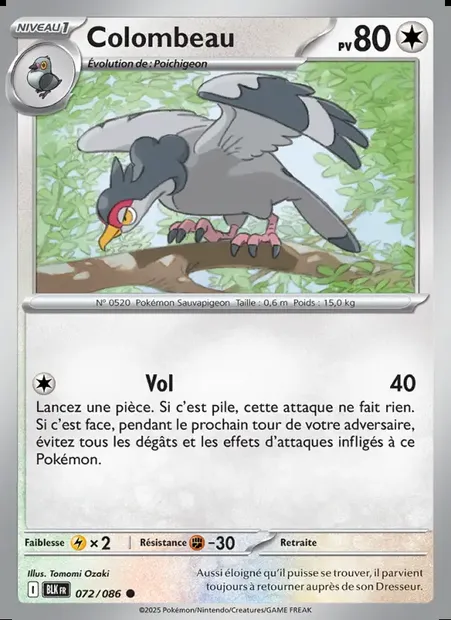 Colombeau, carte Pokémon BLK 072 — extension Foudre Noire