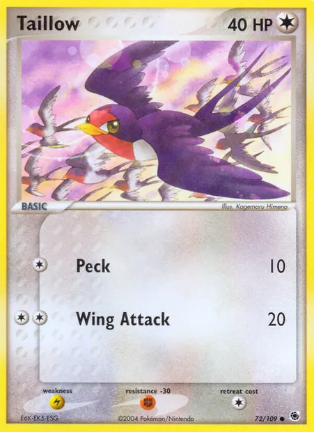 Taillow, Pokémon card RS 72 — Ruby & Sapphire set