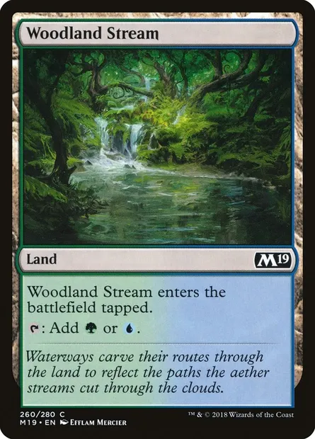 Woodland Stream, Magic card M19 260 — Core Set 2019 set