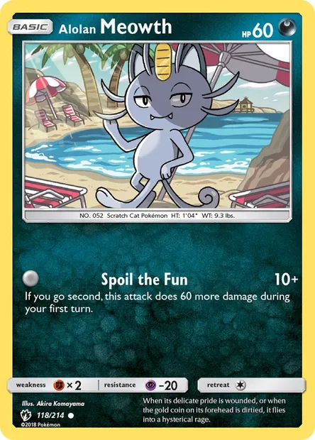 Alolan Meowth, Pokémon card LOT 118 — Lost Thunder set