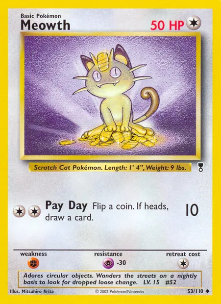 Meowth, Pokémon card LC 53 — Legendary Collection set