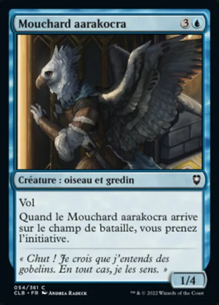Mouchard aarakocra, carte Magic CLB 54 — extension Commander Légendes : la bataille de la Porte de Baldur
