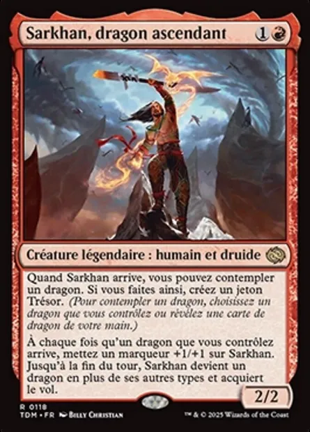 Sarkhan, dragon ascendant, carte Magic TDM 118 — extension Tarkir: Dragonstorm