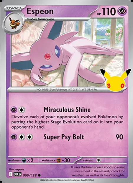 Espeon, Pokémon card 30C 069 — 30th Celebration set